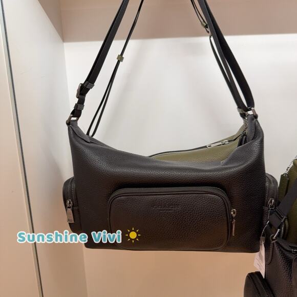 NWT Coach CCG15 Finn Crossbody Bag With Pockets Leather Black